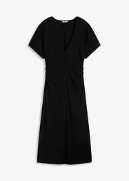 Kjole i ribbet jersey med rynking i siden, bonprix