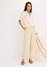Satengbluse med krage med slag, bonprix