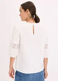 Kortermet bluse med linandel, bonprix