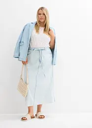 Jeansskjørt Mid Waist, midi lengde, Super Soft, bonprix