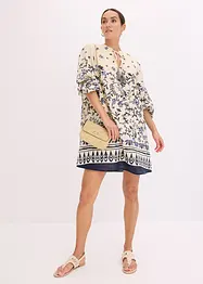 Kort boho-kjole i lin-look, bonprix