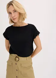Topp i viskose med blonder, bonprix