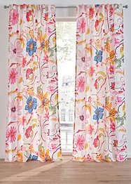 Gardin i resirkulert polyester med trykt blomstermønster (1-pack), bonprix