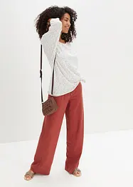 Lang bukse med lin og vide ben, bonprix