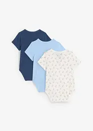 Omslagsbodyer til baby i 100% økologisk bomull med korte ermer (3-pack), bonprix