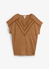 T-skjorte i 100% lin med blonder, bonprix