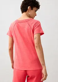 Topp i 100% lin med blonder, bonprix