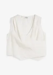 Blusetopp i 100% lin og omslagslook, bonprix