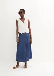 Blusetopp i 100% lin og omslagslook, bonprix