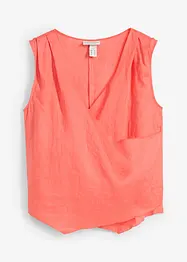 Blusetopp i 100% lin og omslagslook, bonprix