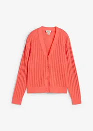 Hullstrikket cardigan med lin, bonprix