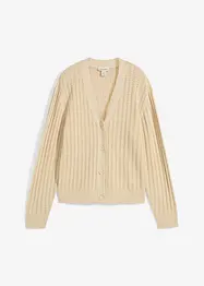 Hullstrikket cardigan med lin, bonprix
