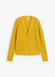 Hullstrikket cardigan med lin, bonprix