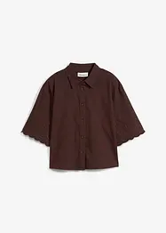 Skjortebluse i kort modell med silke, bonprix