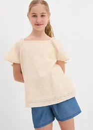Trikotbluse med hullbroderi, bonprix