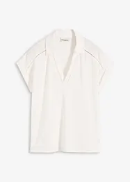 Poloskjorte av viskosepiké med blondeinnfelling, bonprix
