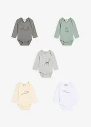 Langermet body til baby av økologisk bomull (5-pack), bonprix