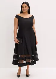 Off shoulder-kjole med blonder og belte, bonprix