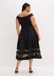 Off shoulder-kjole med blonder og belte, bonprix