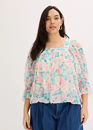 Bluse med ballongkant nede, bonprix