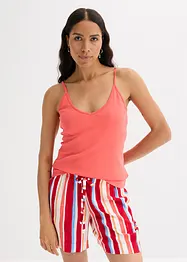 Singlet med spaghettistropper av ren økologisk bomull (3-pack), bonprix