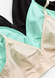 BH uten bøyle med økologisk bomull (3-pack), bonprix