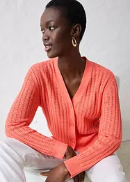 Hullstrikket cardigan med lin, bonprix