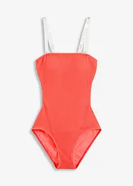 Badedrakt i strukturmateriale med transparente stropper, bonprix