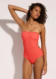 Badedrakt i strukturmateriale med transparente stropper, bonprix