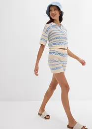 Strikkeshorts av luftig bomull-/linmiks, bonprix