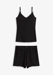Kort pyjamas i ribbemateriale i 100% bomull, bonprix