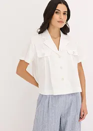 Kortarmet bluse i bomullspoplin, bonprix