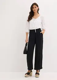 Bluse med hullbroderi og puffermer, bonprix