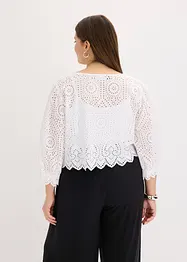 Bluse med hullbroderi og puffermer, bonprix