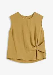 Ermeløs bluse med knute, bonprix