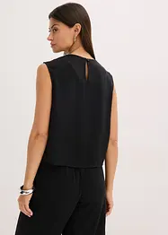 Ermeløs bluse med knute, bonprix