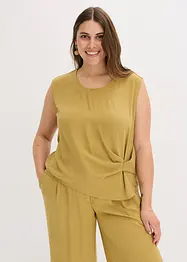 Ermeløs bluse med knute, bonprix