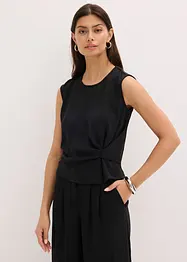 Ermeløs bluse med knute, bonprix