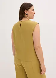 Ermeløs bluse med knute, bonprix