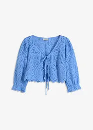 Bluse med hullbroderi og puffermer, bonprix