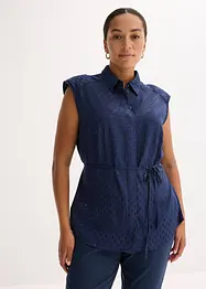 Satengbluse med knyting, bonprix