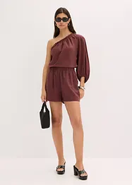 One shoulder-bluse med lin, bonprix