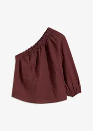 One shoulder-bluse med lin, bonprix