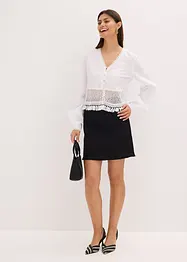 Bluse med crochet-innfelling og frynser, bonprix