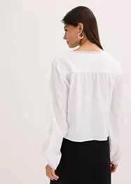 Bluse med crochet-innfelling og frynser, bonprix