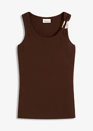 Ribbet topp med pyntespenne i hamret materiale, bonprix