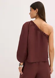 One shoulder-bluse med lin, bonprix