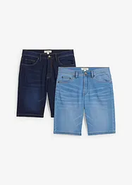 Bermudashorts i sweat-denim, Slim Fit (2-pack), bonprix
