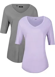 Lang topp i myk viskose (2-pack), bonprix
