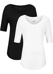 Lang topp i myk viskose (2-pack), bonprix